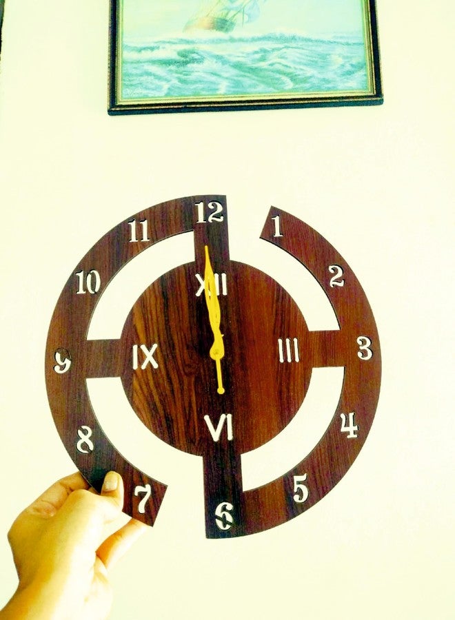 DREAMNILAYAM 12" Inch Wooden Wall Clock (Wenge, Small Size, 30 Cm x 30 Cm) - Image 3